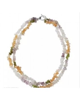 Amethyst, Peridot and Citrine Stone double layer Necklace